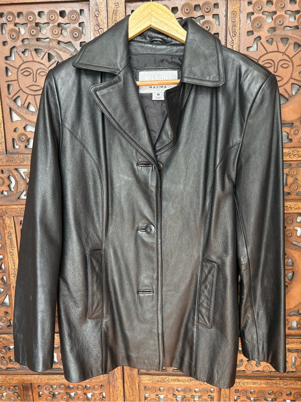 VTG 80s Wilson Leather Jacket with Shoulder Pads - Black - 1988